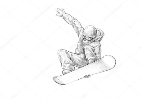 Сноубордист карандашом
