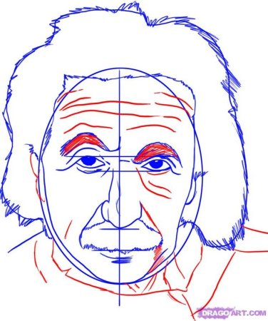 Этапы рисования портрета Эйнштейна