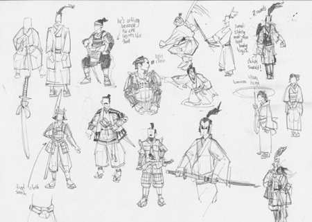 Зарисовки боев самураев