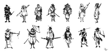 Самурай сбоку рисунок