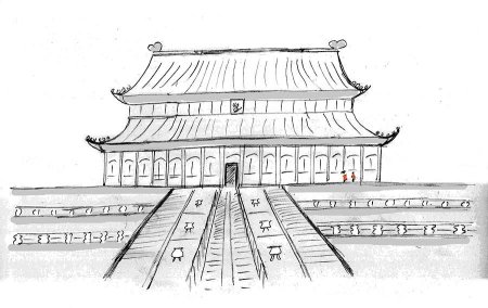 Запретный город Китай Пекин нарисованный