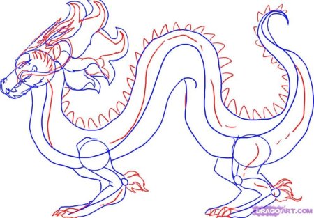Китайский дракон рисунок поэтапно
