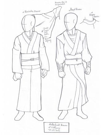 Кимоно рисунок карандашом