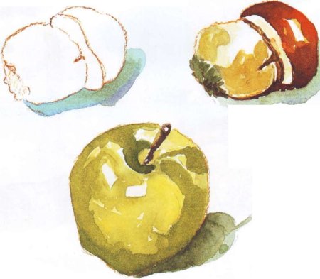 Рисование фруктов акварелью