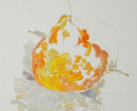 Этюд фруктов в технике пуантилизм