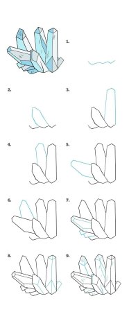 Поэтапное рисование кристаллов