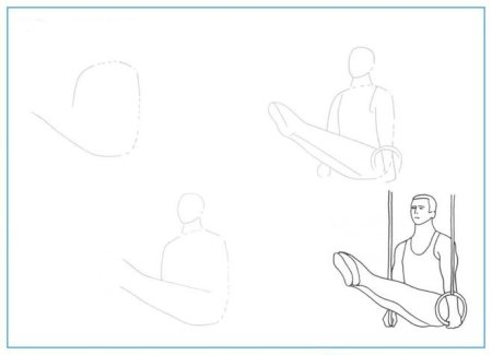 Поэтапное рисование человека спортсмена