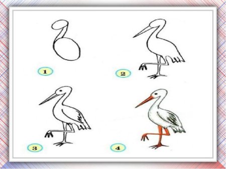 Схема рисования птицы
