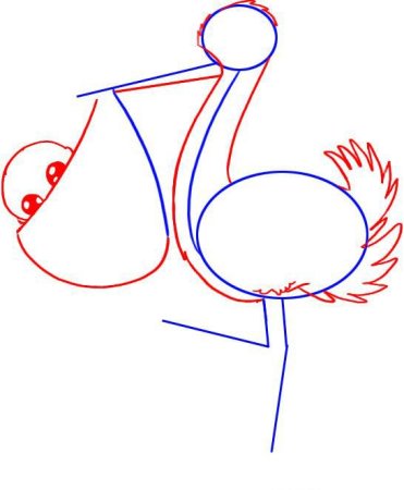 Поэтапное рисование аиста для детей