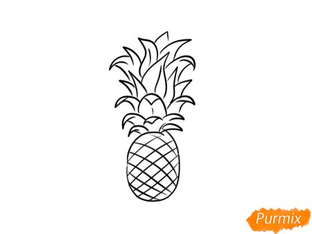 Ананас рисунок для детей карандашом