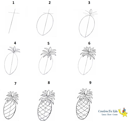 Как нарисовать ананас карандашом поэтапно для начинающих детей