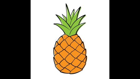 Ананас рисунок карандашам простым легкие для 6 лет