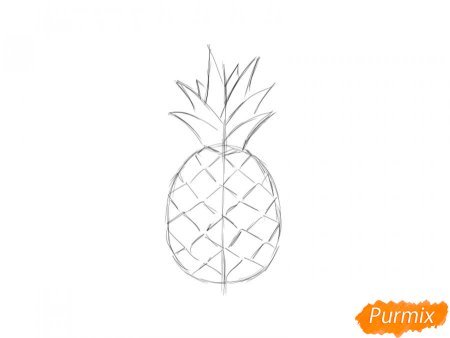 Ананас рисунок для детей карандашом по шагам