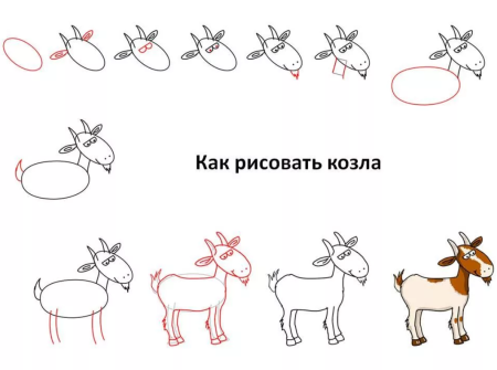 Как нарисовать козу поэтапно