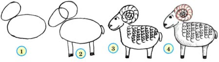 Коза рисунок карандашом простой но красивый