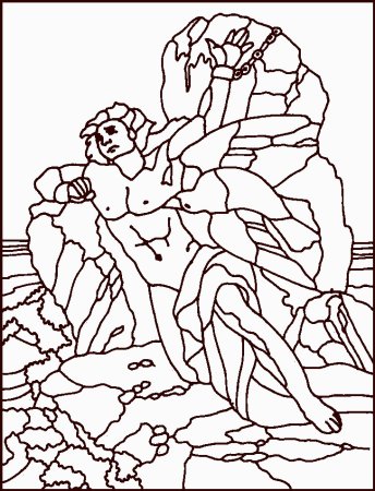 Раскраска Прометей прикованный к скале