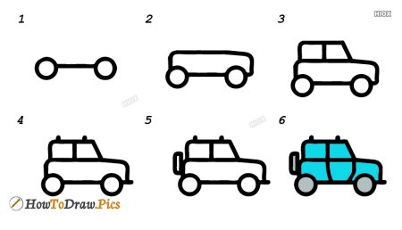 Как нарисовать джип ребенку