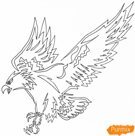 Орел поэтапно карандашом для детей