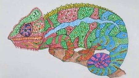 Рисование хамелеона по шагам