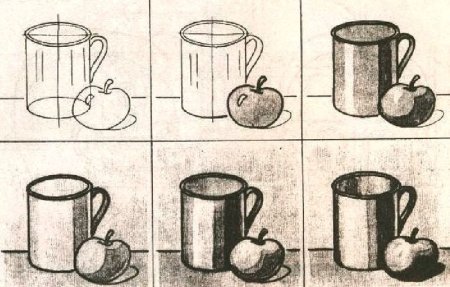 Этапы рисования натюрморта