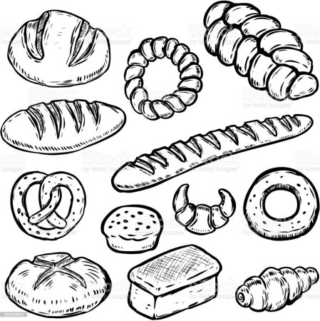 Раскраска хлебобулочные изделия для детей