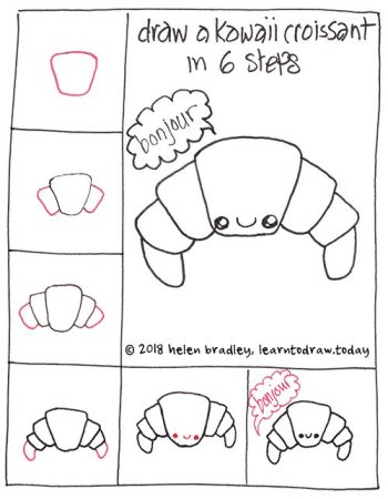 Поэтапный рисунок круассанов