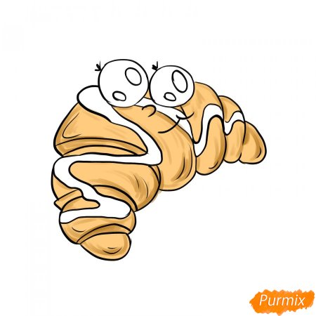 Поэтапный рисунок круассанов