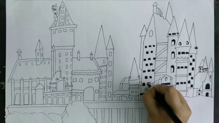 Хогвартс рисунок легкий обводить