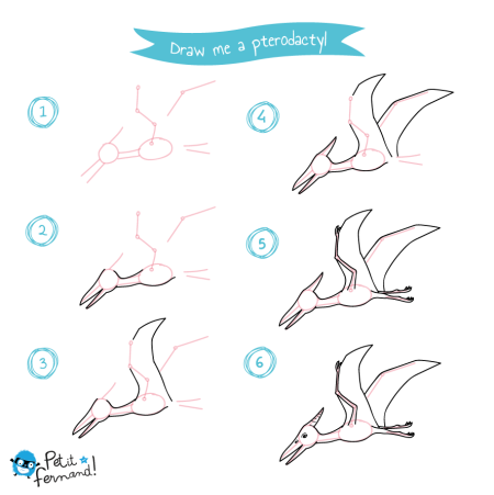 Поэтапное рисование птеродактиля