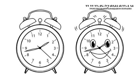 Будильник рисунок карандашом