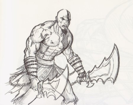 Кратос God of War 4 рисунок
