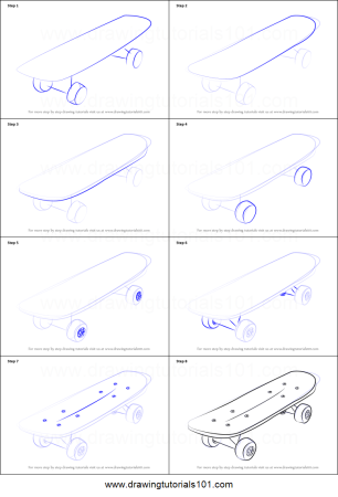 Поэтапное рисование скейта