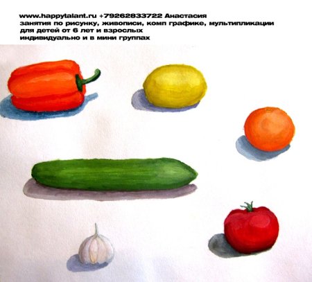 Рисование овощи и фрукты