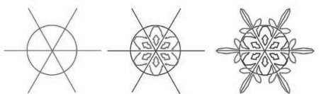 Пошаговое рисование снежинки