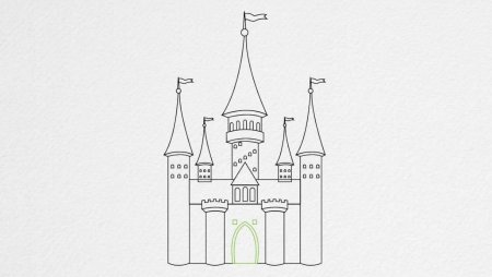 Замок Уолт Дисней карандашом