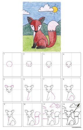 Нарисовать лису поэтапно для детей