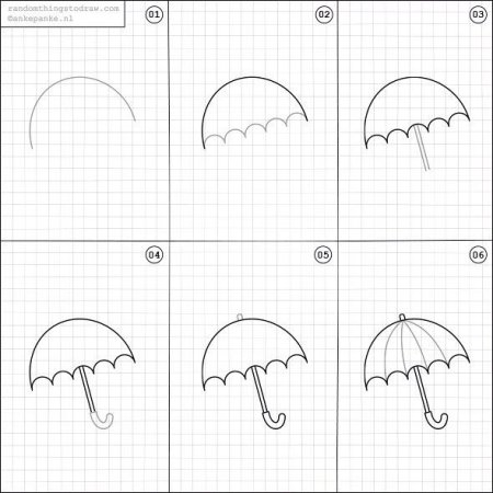 Поэтапное рисование зонтика для детей
