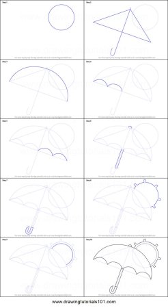 Зонтик поэтапное рисование