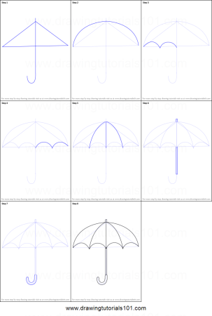 Зонтик поэтапное рисование