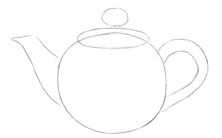 Поэтапное рисование чайника для детей