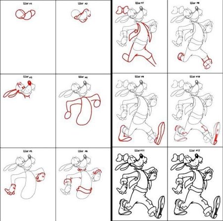 Поэтапные рисунки мультяшных героев