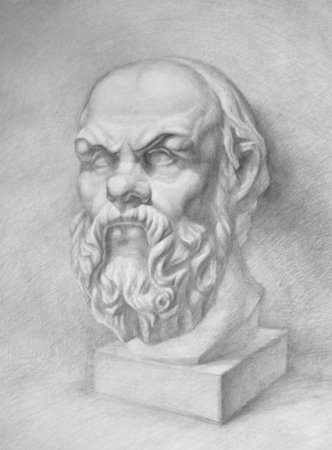 Голова гипсовая Гиппократ рисунок