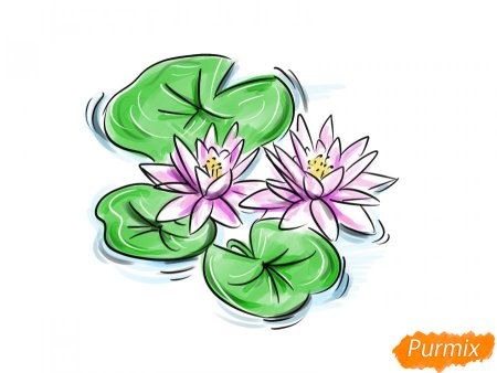 Лотос рисунок для детей лёгкий