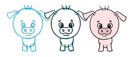 3 Поросенка для детей для рисования