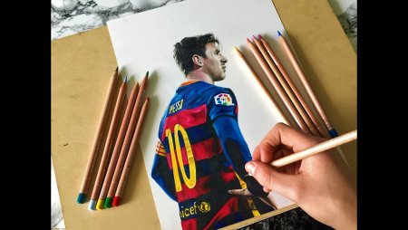 Месси рисунок карандашами цветными