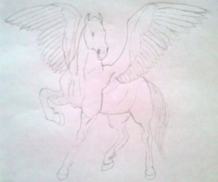 Поэтапное рисование Пегаса