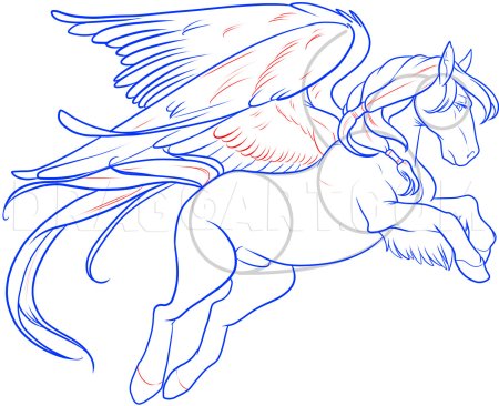Летающие лошади рисунок карандашом