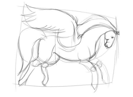 Поэтапное рисование Пегаса