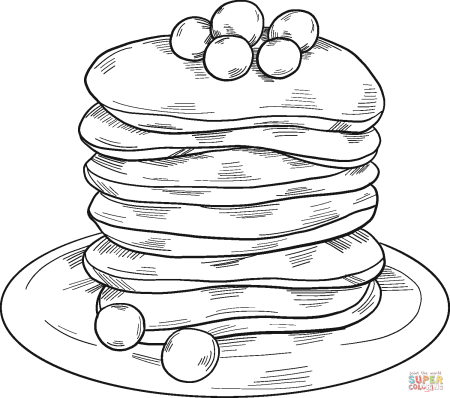 Раскраска блины на тарелке