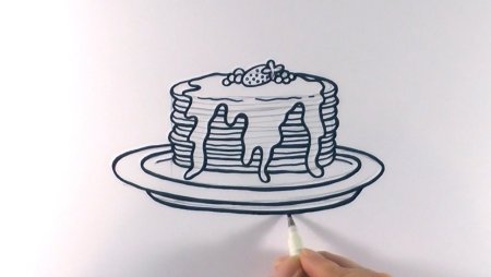 Тарелка с блинами рисунок карандашом